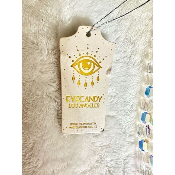 EYE CANDY LUXE Collection Aurora Borealis Dual Crystal Cube Panther Necklace NWT - Picture 8 of 8